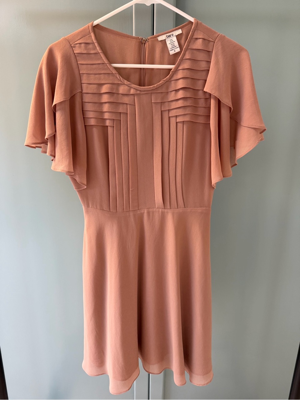 Bar lll Dusty Rose Pleated Flutter Sleeve Dress size Medium